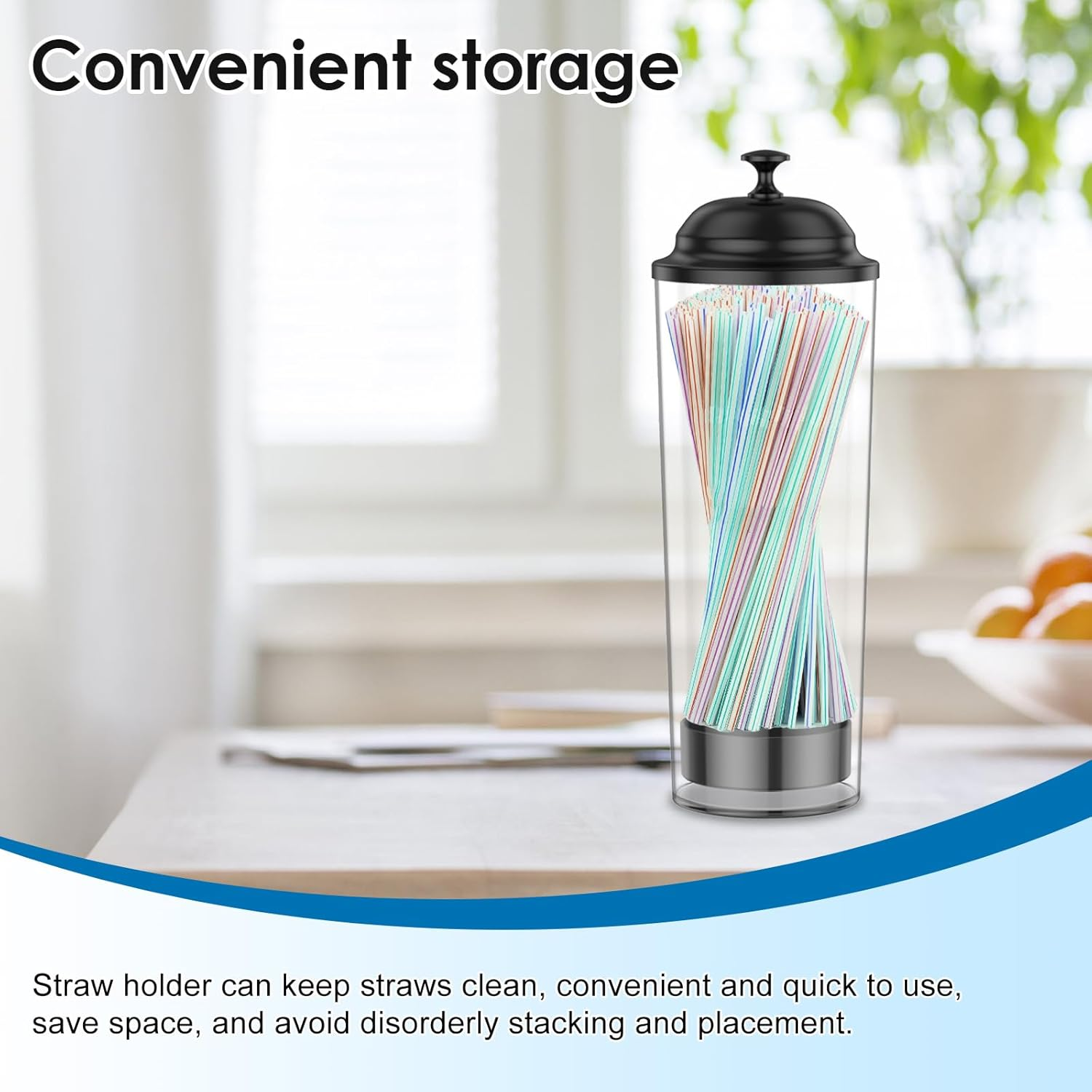 2Pcs Plastic Straw Dispenser, Versatile Straw Organizer Container Convenient Straw Dispenser Straw Holder with Lid Drinking Straw Organizer Container for Bar Home Kitchen Countertop image number 1