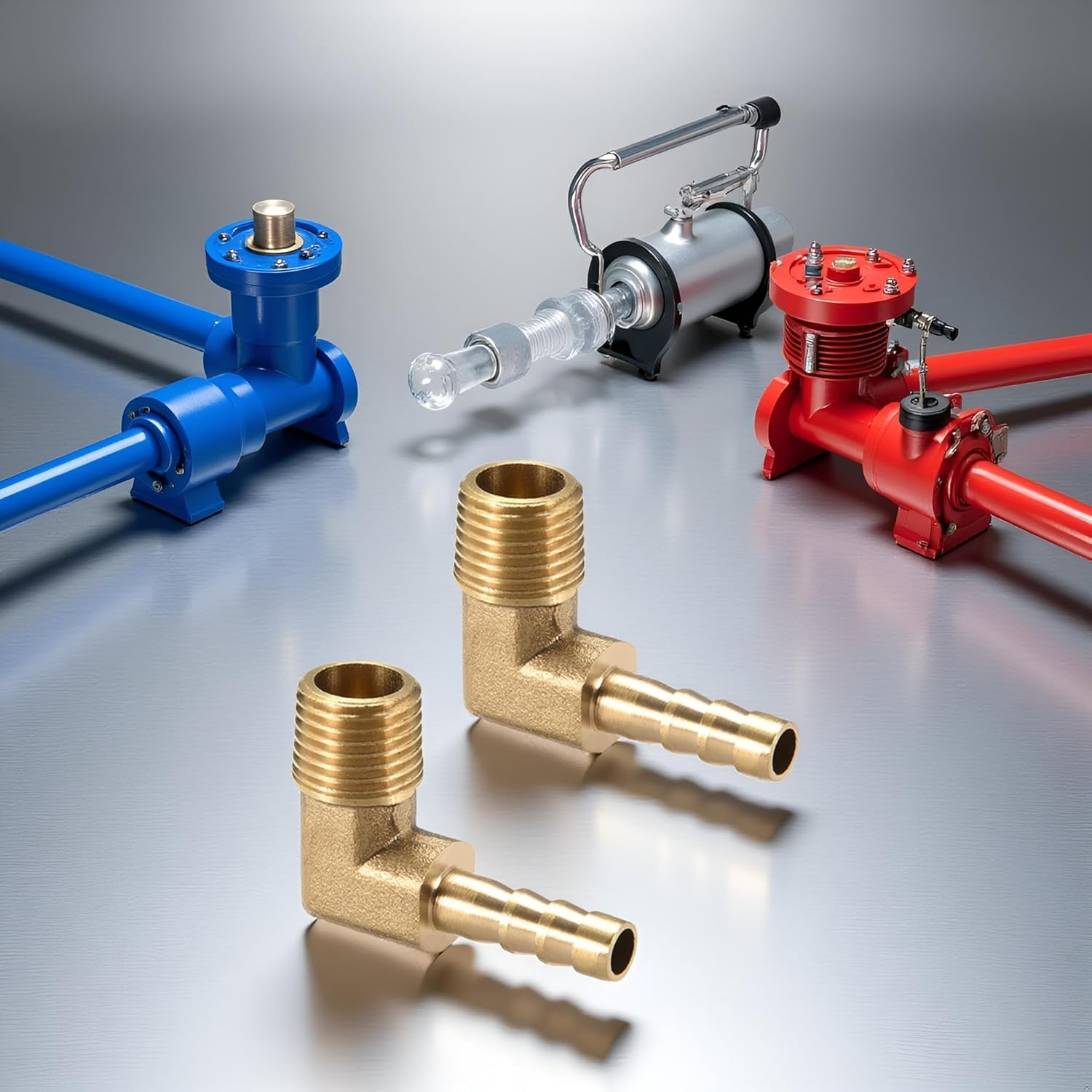 2Pcs Brass Hose Barbed Elbow Fitting 90 Degree Elbow 1/4" Hose Barb to 1/4" NPT Male Pipe Water/Fuel/Air Barbed Hose Fittings image number 2