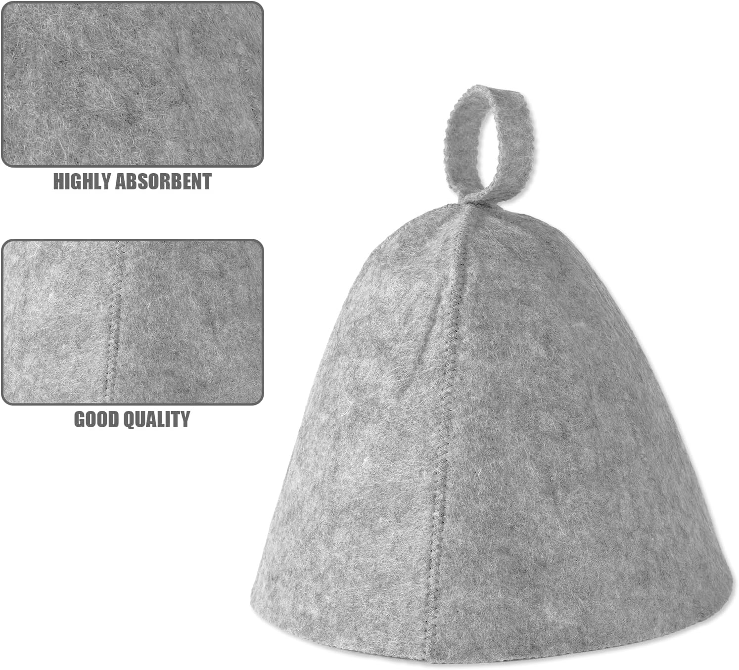Lasuroa 2Pcs Sauna Hats & 2Pcs Sauna Mats, High Absorbent Premium Felt Sauna Set Sauna Hat and Sauna Cushion Practical Steam Bath Sauna Accessories for Women and Men(Gray) image number 6