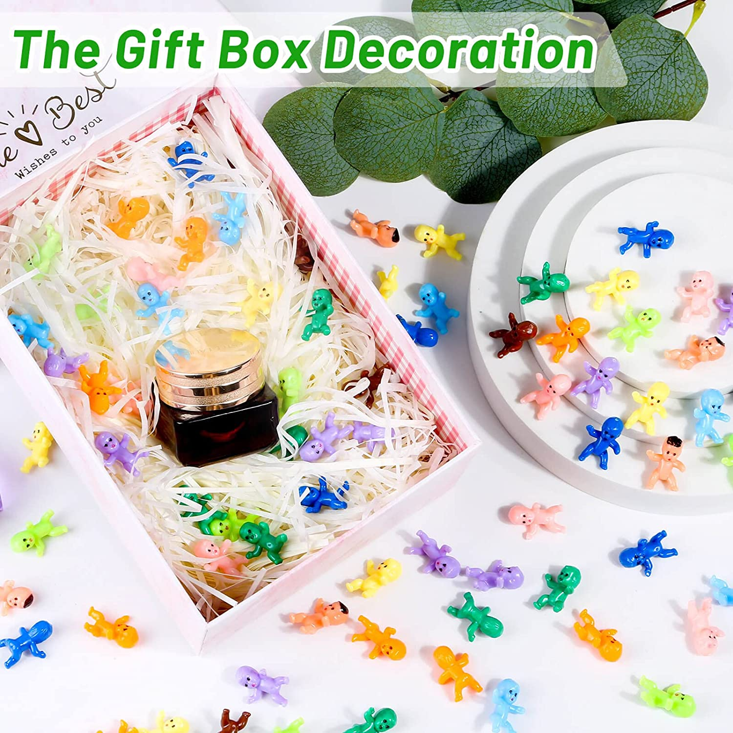 Mini Plastic Babies, Selizo 200Pcs Tiny Plastic Baby Figurines Small King Cake Babies Bulk for Ice Cube My Water Broke Baby Shower Games (10 Colors) image number 3