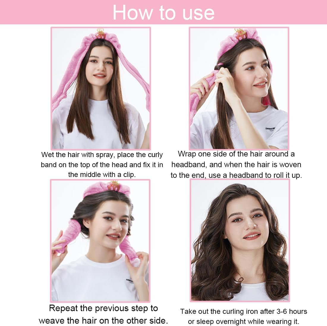Curlers Curls without Heat, Curls without Heat, No Heat Curls for Sleeping, Heatless Curls Band Velvet Overnight for Medium Long Hair image number 2