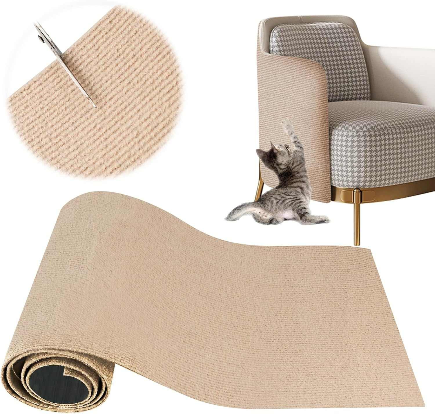 YAOZUP Cat Scratching Mat, DIY Cut to Size, Cat Scratching Mat, 200 X 40 Cm, Scratching Mat, Cat Scratching Mat, Self-Adhesive, Sofa Scratch Protection, Cat Wall, DIY Climbing Cat Scratcher