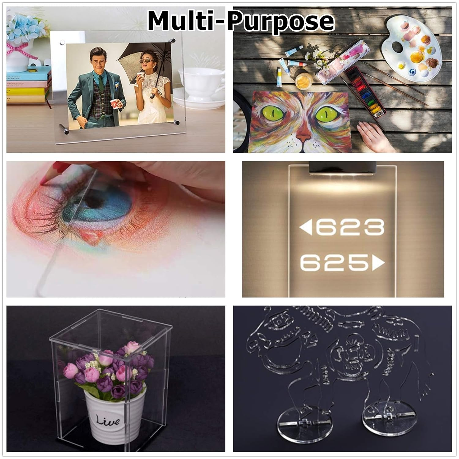 2Pack Clear Acrylic Sheet Cast Plexiglass 12 X 18", 1/8" Thick (3Mm) Transparent Plastic Sheet, Easy to Cut for DIY Display Projects, Advertisement Signs, Shelves image number 4