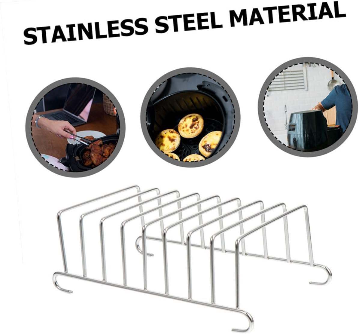 RORPOIR Air Fryer Bread Rack Toast Rack 201Ss Stainless Steel Air Fryer Accessory for Home Cooking and Meat Drying image number 5