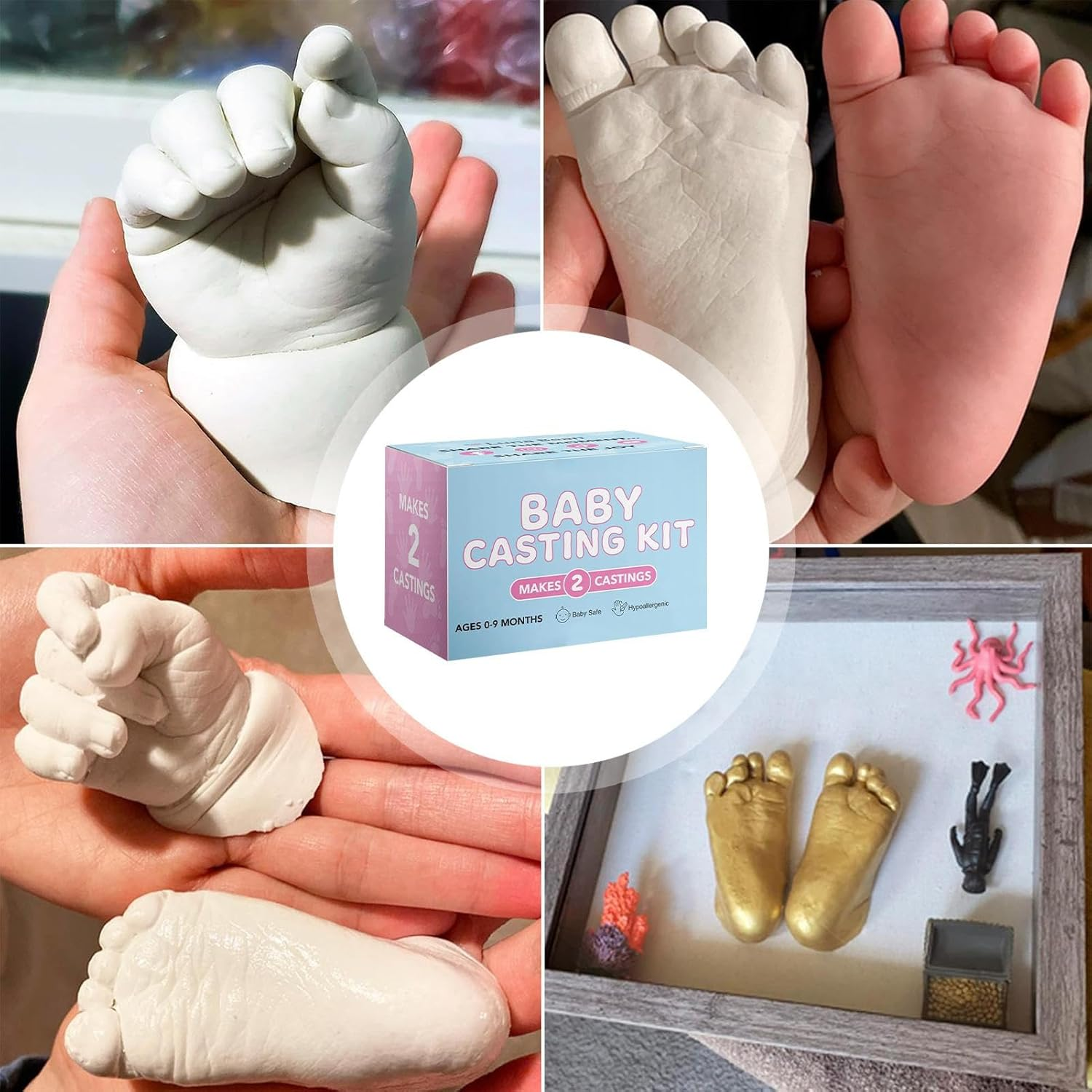 3D Baby Casting Kit | Baby Plaster Hand Mold Casting Kit,Toddler Milestone Molding Handprint Set for Cherishing Precious Memories image number 2