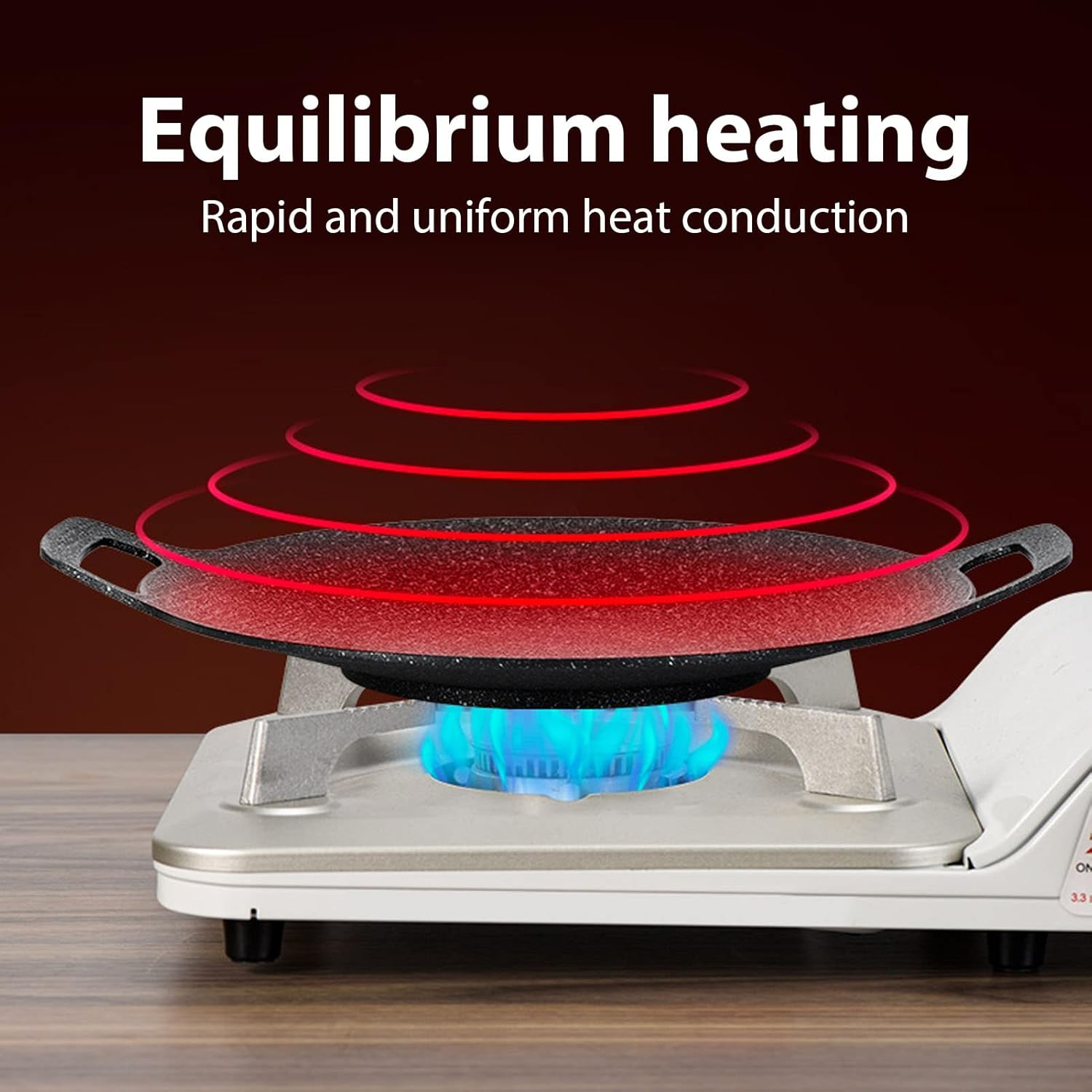 Aluminum round Griddle Grill Pan, Medical Stone Coating Easy to Clean Reusable Korean Grill Pan Nonstick with Food Clip for Outdoor (38Cm) image number 2