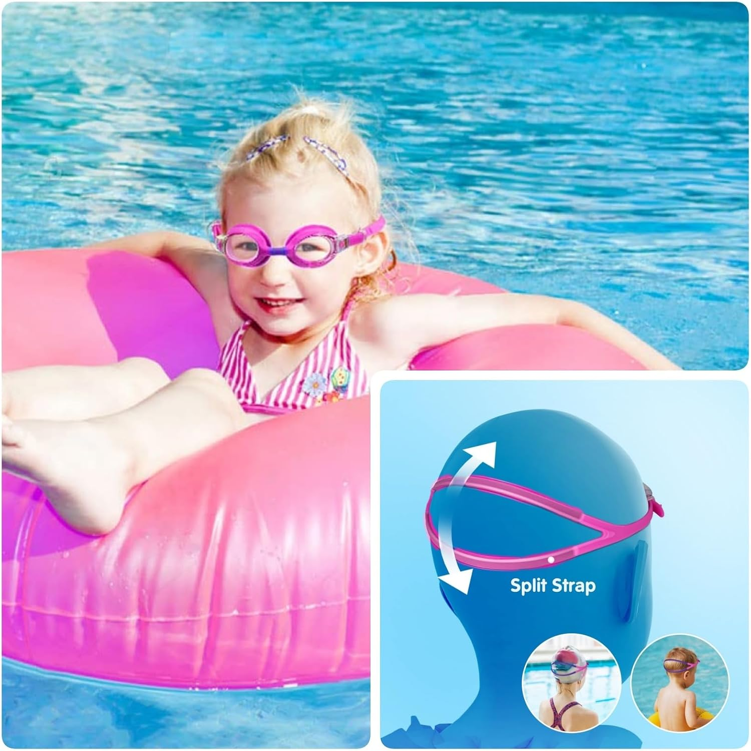 Kids Swimming Goggles anti Fog Kids-Goggles No Leaking Water Pool Goggles,Adjustable Toddler Swim Goggles with UV Protection,Clear Vision Swimming Goggles for Boys Girls Youth Kids - Blue image number 5
