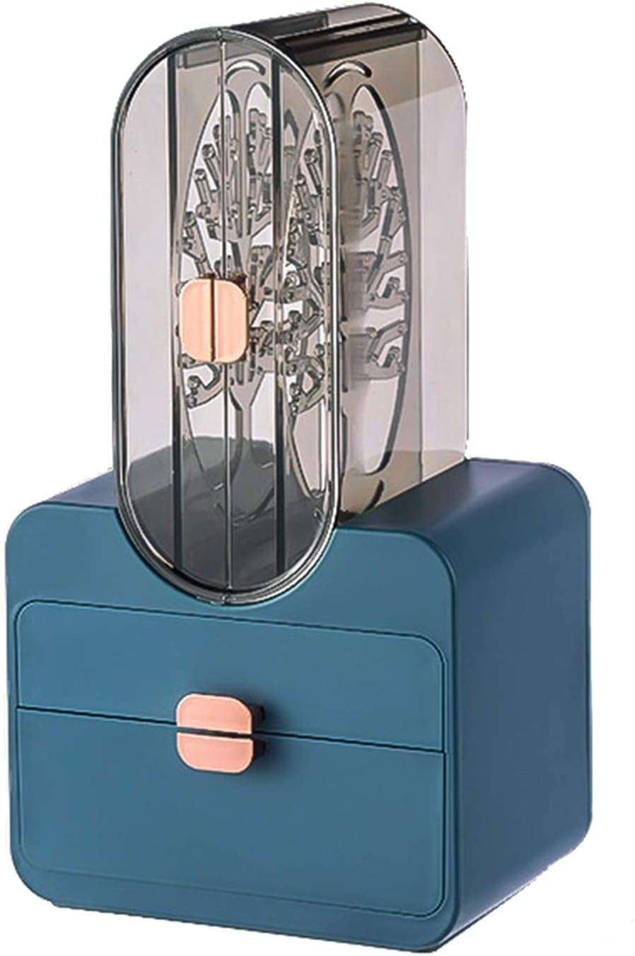 Jewelry Storage Box, Multifunctional Large Capacity Earrings Storage Box Portable Chinese Style Retro Necklace Storage Organizer for Girl Women/467 (Color : Blue) image number 5