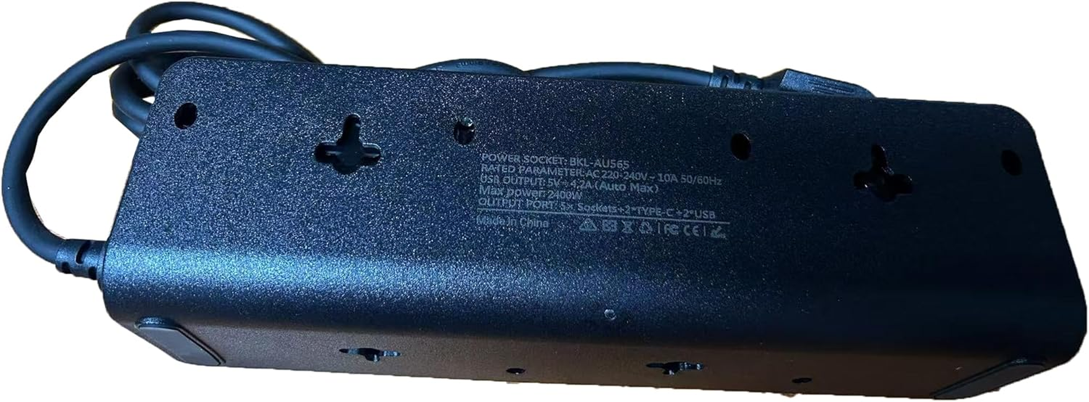 Desk Extension Lead with USB Slots, BOCHLION 2 USB C and 2 USB a Ports Power Socket with Night Light, 5 Way Plug Extension Socket Surge Protector, Desktop Power Strip 1.8M for Home Office (Black) image number 2