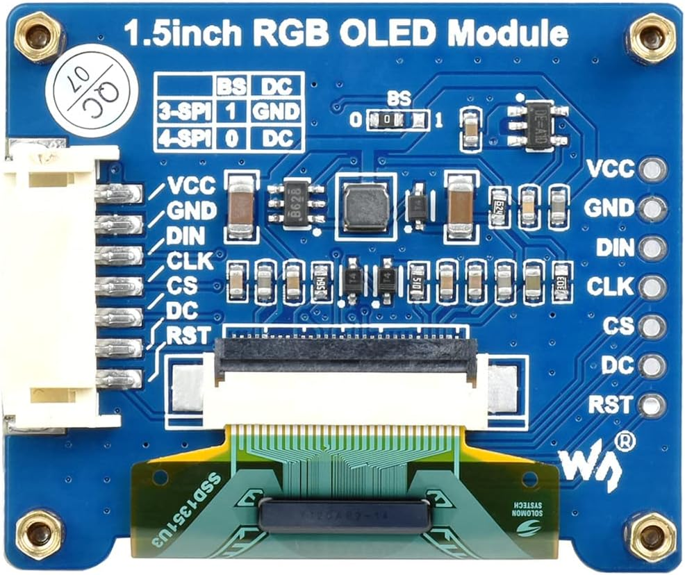 Waveshare 1.5 Inch RGB OLED Display Module 128X128 Pixels 16-Bit High Color 65K Colors Display with Embedded Controller SPI Interface image number 6