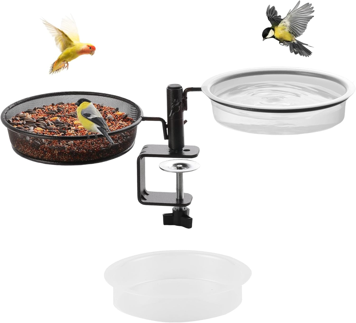 Balcony & Porch Deck Railing Bird Feeder - 3 Tray, Bath Spa, Great for Attracting Wild Bird