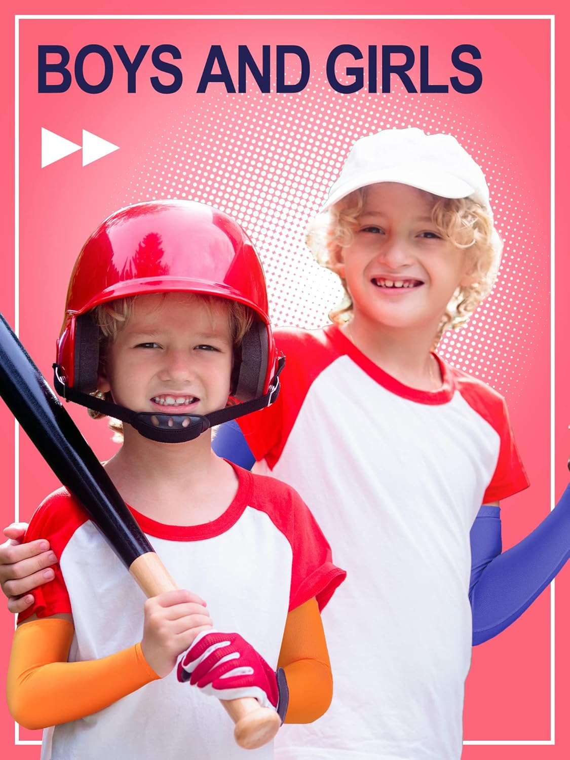 Xuhal 10 Pairs Arm Sleeves for Kids Arm Compression Sleeves Baseball Sleeve UV Sun Protection Cooling Sleeves - Cute Color image number 6