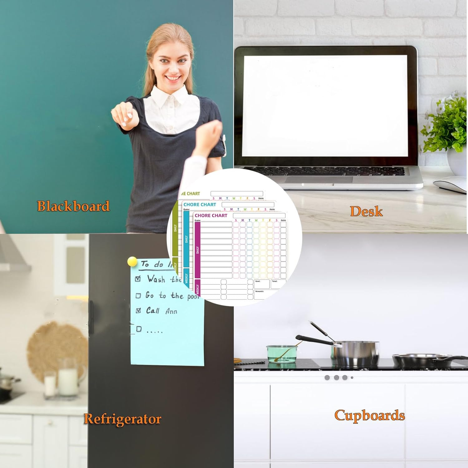 Magnetic Chore Chart for Refrigerator, ZACHMEST 3 Pieces Dry Erase Behavior Chore Charts & 6 Markers & Eraser Reward Weekly Chart for Adults Family Daily Responsibility image number 5