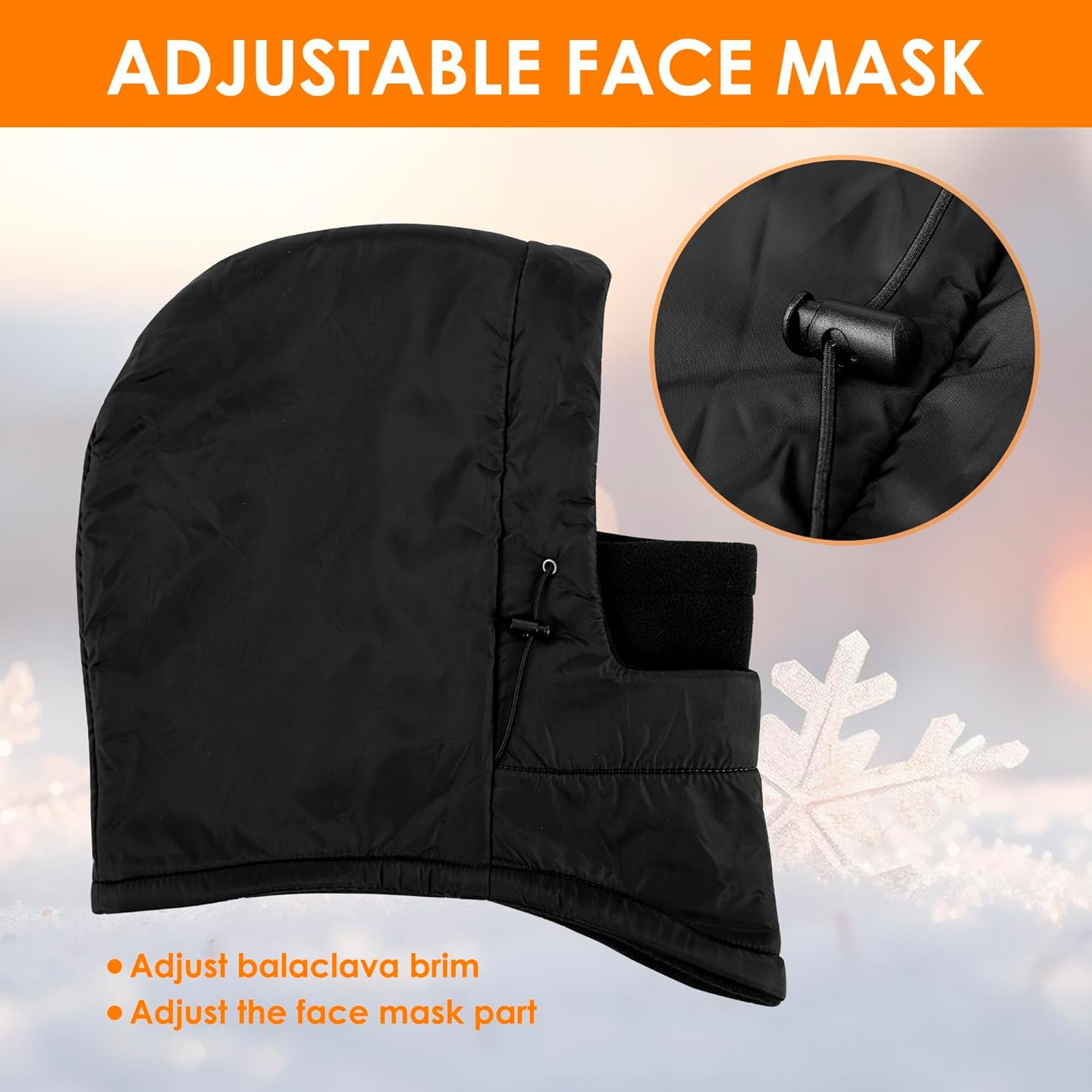 ZANZER Balaclava Ski Mask Fleece Lining Windproof Warm Adjustable Thermal Winter Cold Weather Face Mask for Men Women Black image number 5
