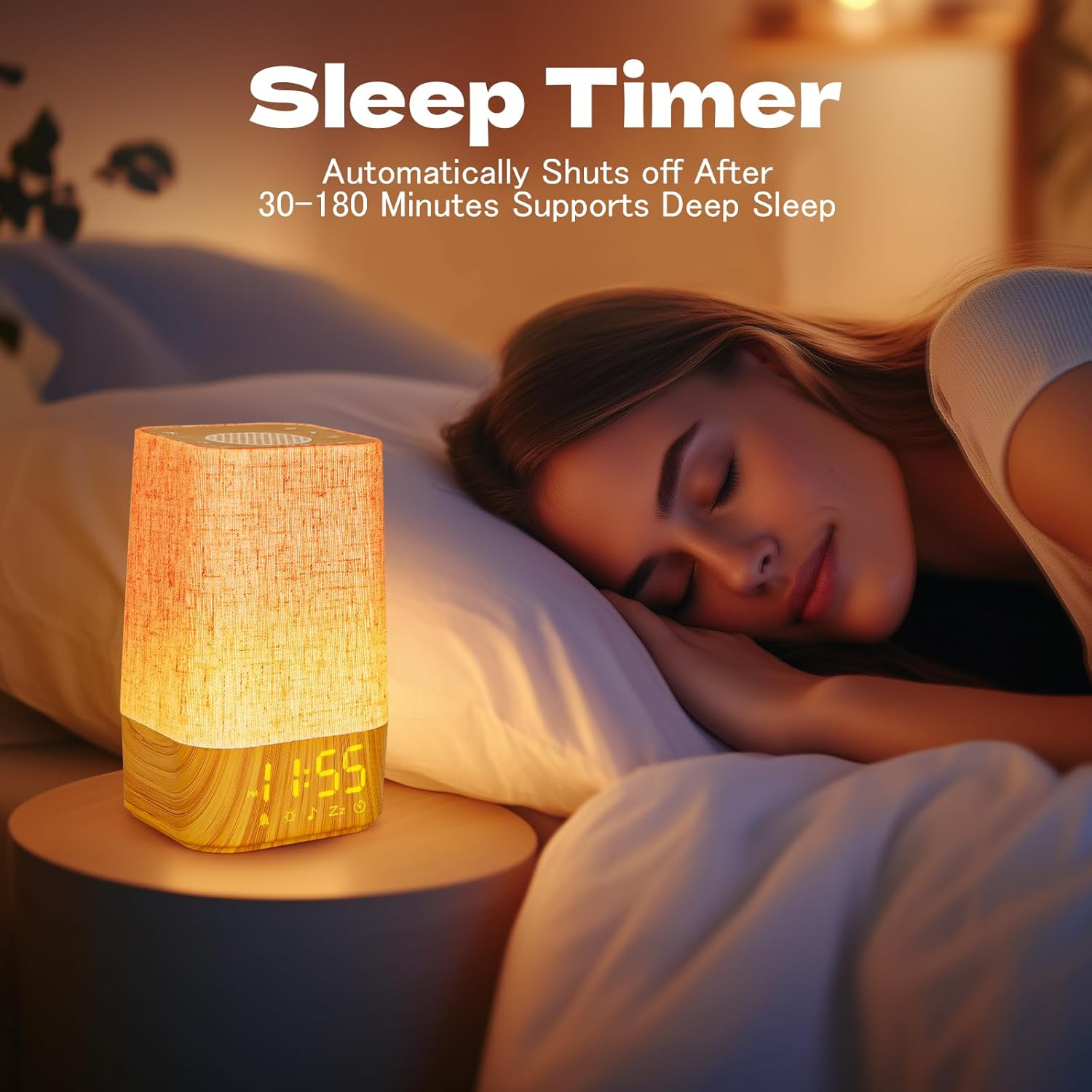 Sunrise Alarm Clock White Noise Machine Baby Portable Sound Machine with Night Light 30 Soothing Sounds Natural Wake up Light for Sleeping Baby Kids Adults (Khaki) image number 4