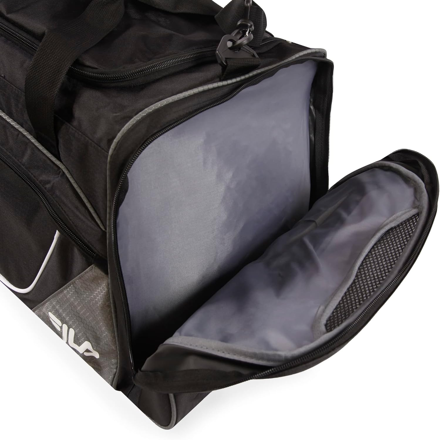 Fila Acer Large Sport Duffel Bag, Black Charcoal, Black Charcoal, Acer Large Sport Duffel Bag image number 3