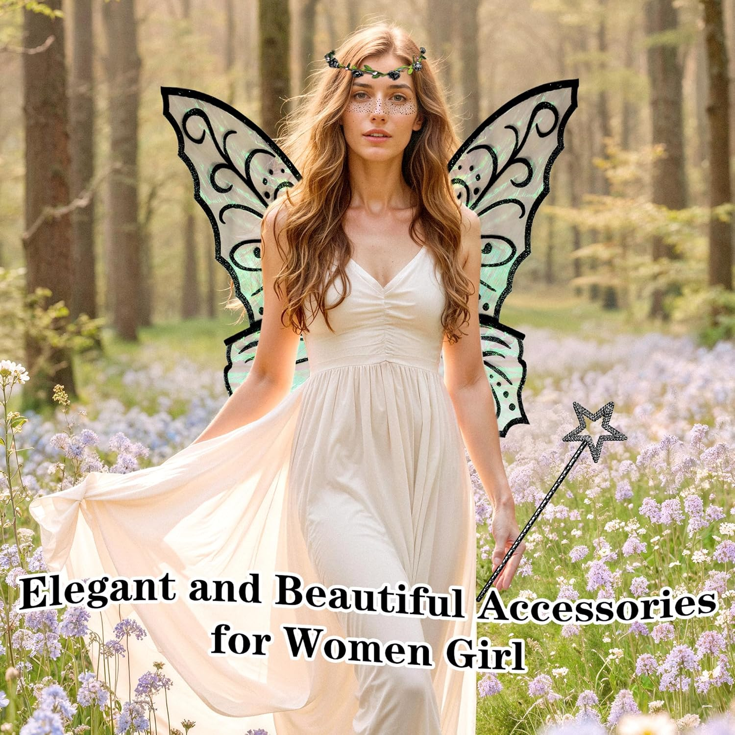 Fairy Wings for Adults, Fairy Costume for Women Girls, Butterfly Angel Wings Halloween Costume Christmas Favor Wedding - Pink image number 4