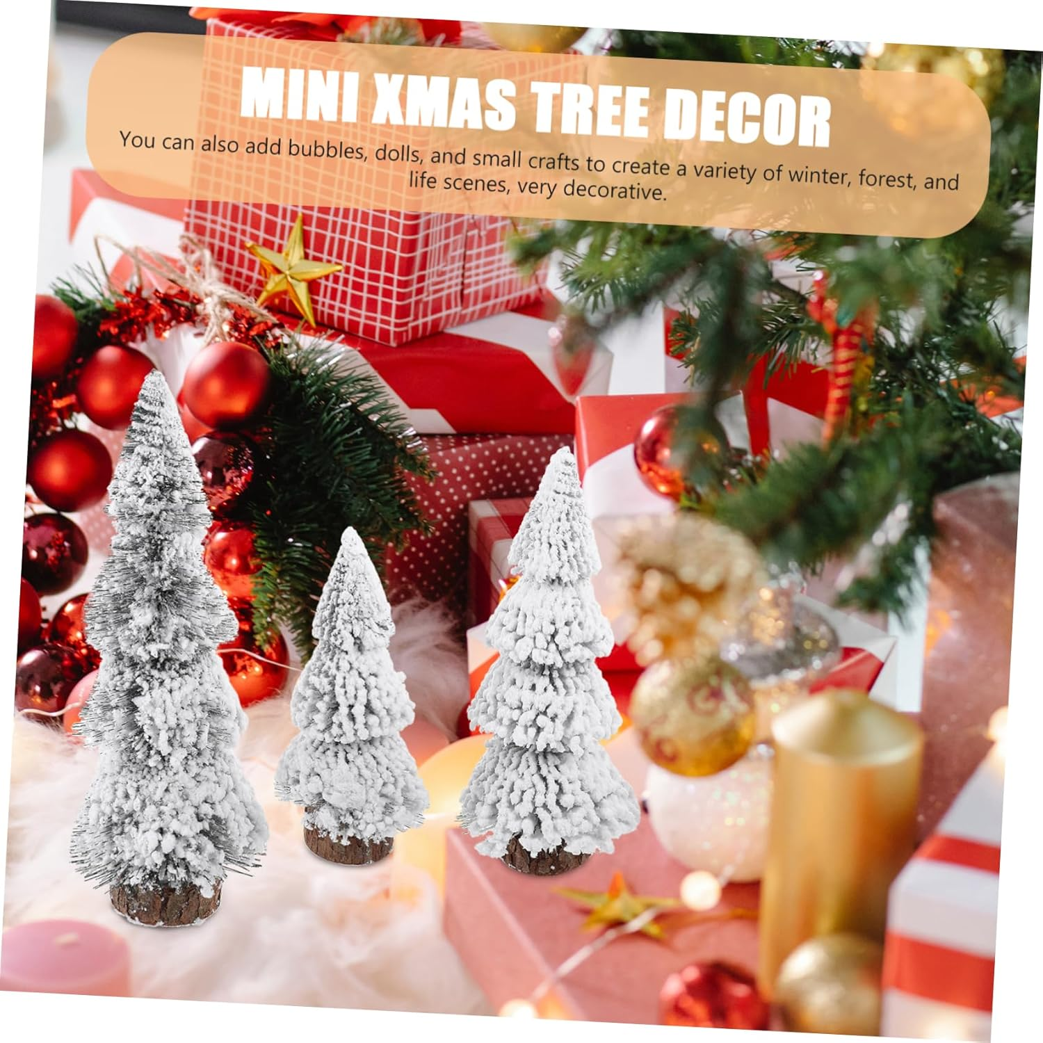 3Pcs Desktop Christmas Tree Ornaments Miniature Pine Trees for Tabletop Artificial Xmas as Home Holiday Decor for Christmas Ornaments and Party Decor image number 5