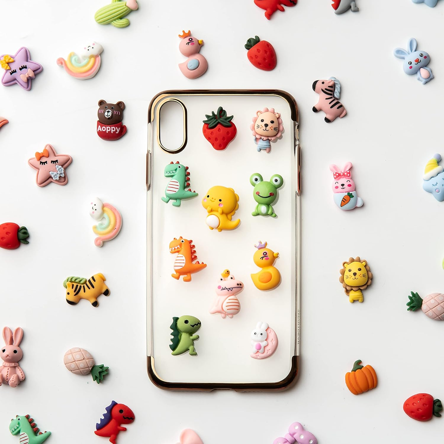 Slime Charms Cartoon Animal and Fruit Cute Set - Mixed Lot Assorted Fruit Resin Flatback Cute Sets for DIY Crafts Making,Decorations,Scrapbooking,Embellishments,Hair Clip 100Pcs - A 25 image number 2