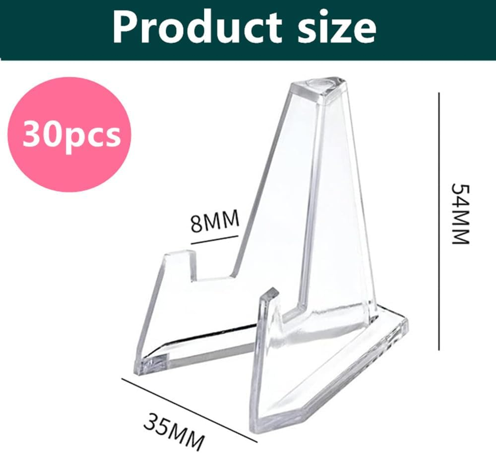 Card Display Stand, Acrylic Card Display Clear Mini Card Stands Sports Card Holder for Display Challenge Medals Baseball Card Trading Cards Coin Graded Card(30 Packs) image number 2