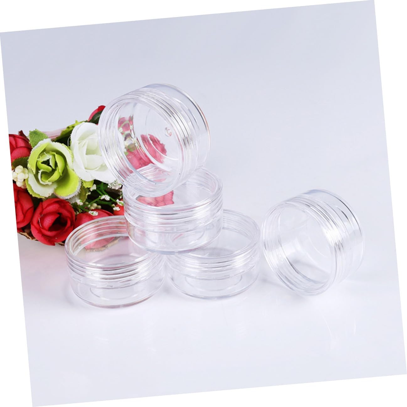 Anneome 50Pcs 5Ml 5G round Plastic Cosmetic Jars Refillable Containers for Loose Powder Eyeshadow Face Cream Portable Empty Pots image number 6