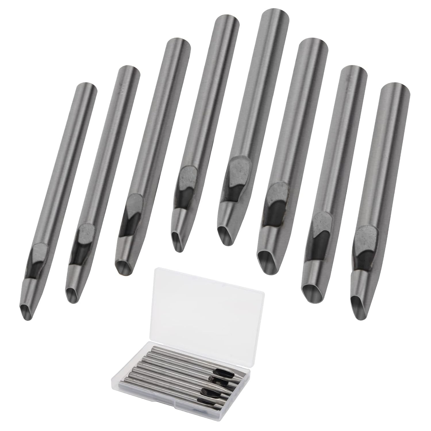 Boyistar 8 Size Oval Hole Punch for Leather 2Mm-5Mm, Leather Craft Punch Tools Set Hollow Punching Oval Belt Hole Cutter Tool for Watch Band, Belt, Leather Crafting with Storage Box image number 3