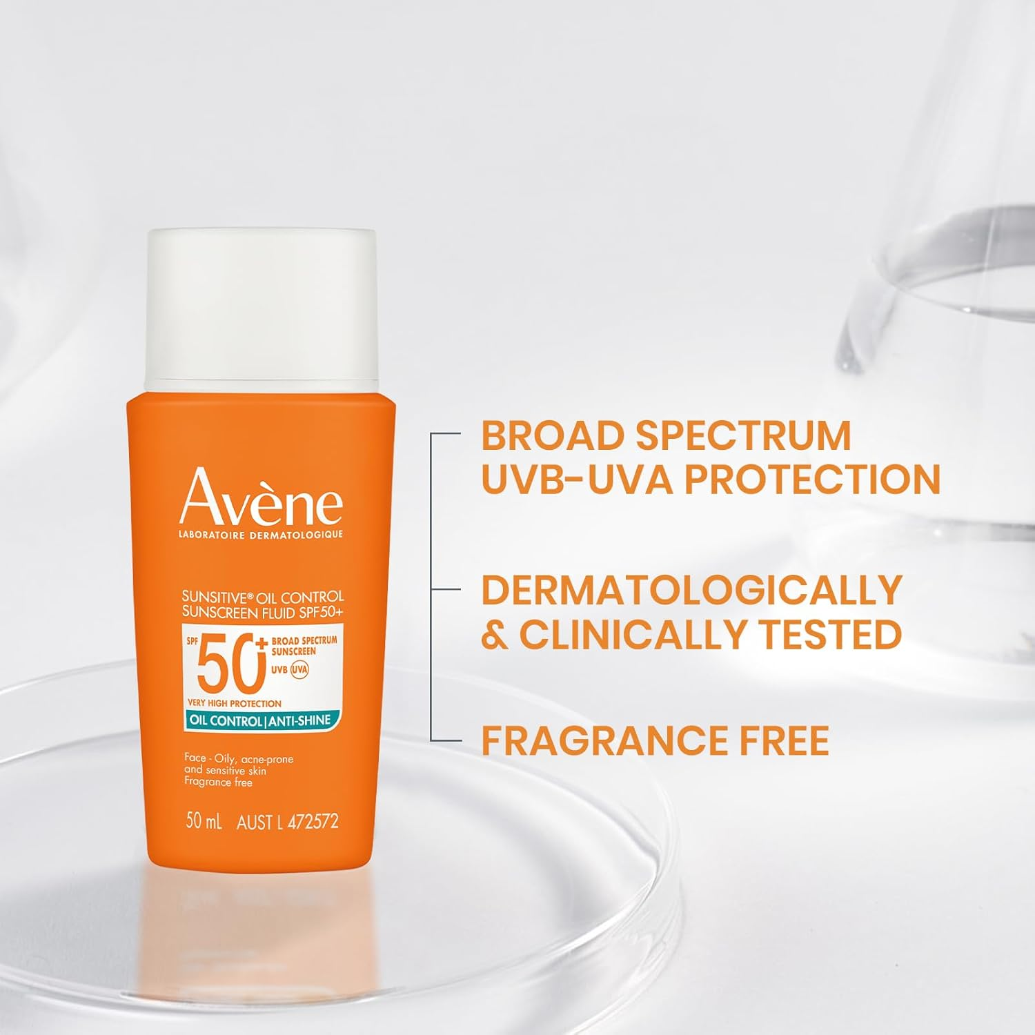 Av&egrave;ne Sunsitive&reg; Oil Control Matte Sunscreen Fluid SPF 50+ | for Oily, Acne-Prone and Combination Skin with Pimples | Oil-Free & Ultra-Light with a Shine-Free Finish image number 1
