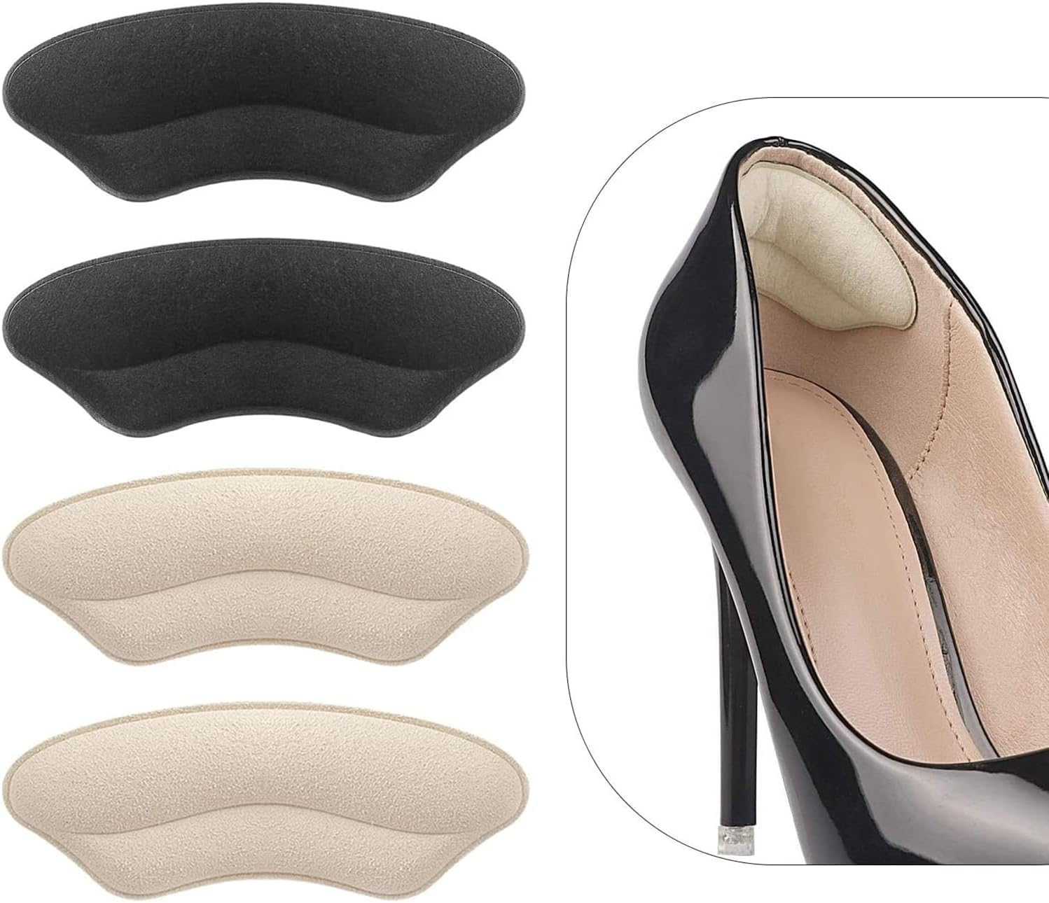 Snugs Heel Grips for Loose Shoes - 4 Pairs Cushion Pads Prevent Slipping & Blisters, Improve Fit & Comfort for Men/Women