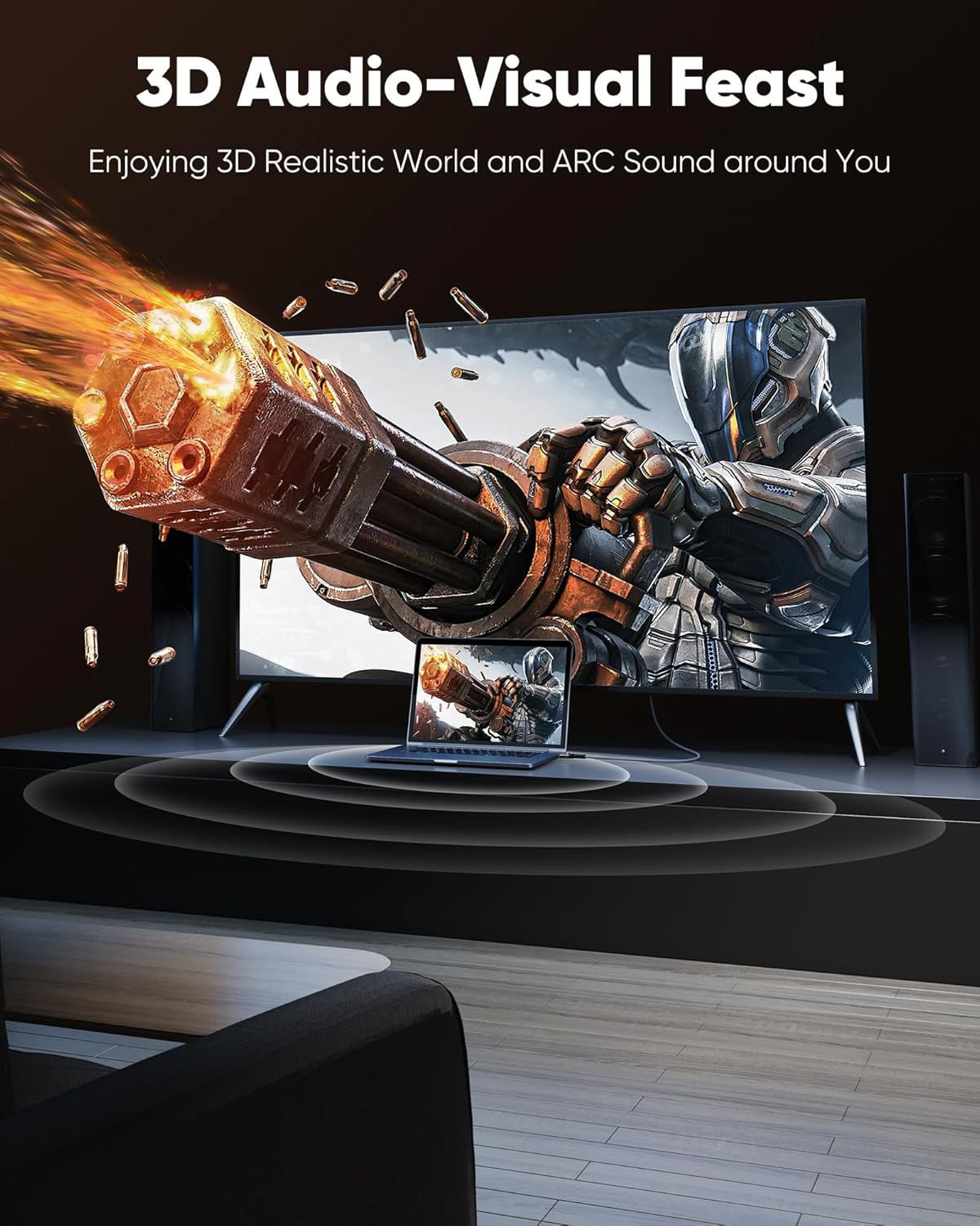 Highwings 4K HDMI 2.0 Cable 2M - 4K@60Hz HDR Braided HDMI Cord, 18Gbps High Speed with Ethernet/Arc, 3D, HDCP 2.2, ARC, Compatible for PS-5/4/3/4K Hdtv/Monitor/Projector/Streaming Media image number 1