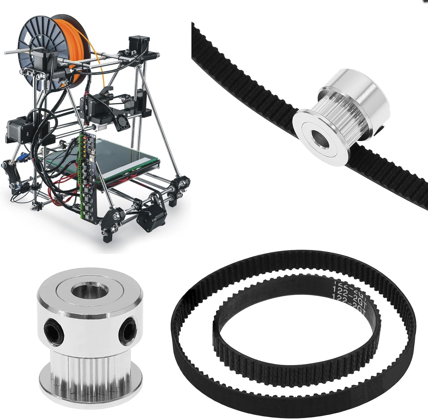 6PCS 2GT-6 3D Printer Timing Belt Set - 6Mm Width, 110Mm to 400Mm Lengths, 20 Tooth 5Mm Bore Aluminium Pulley image number 6