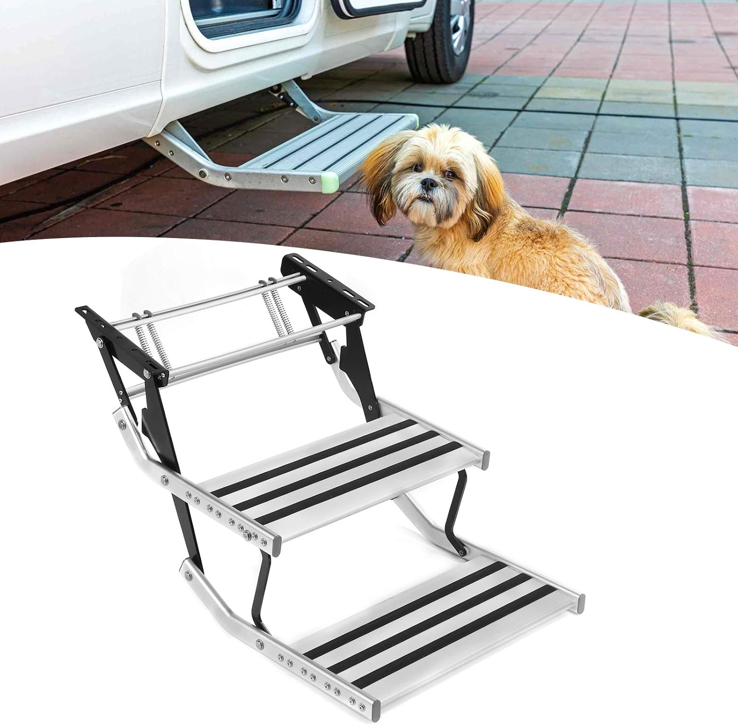 Aluminium Alloy RV Step, Caravan Accessory Fold Out Entry Step Double Steps for Rvs and Motorhomes for RV and Other Modified Vehicles image number 3