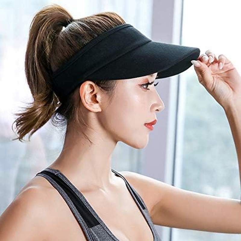 Sun Visors for Women and Men, Thicker Sweatband Adjustable Sun Hat Caps image number 5