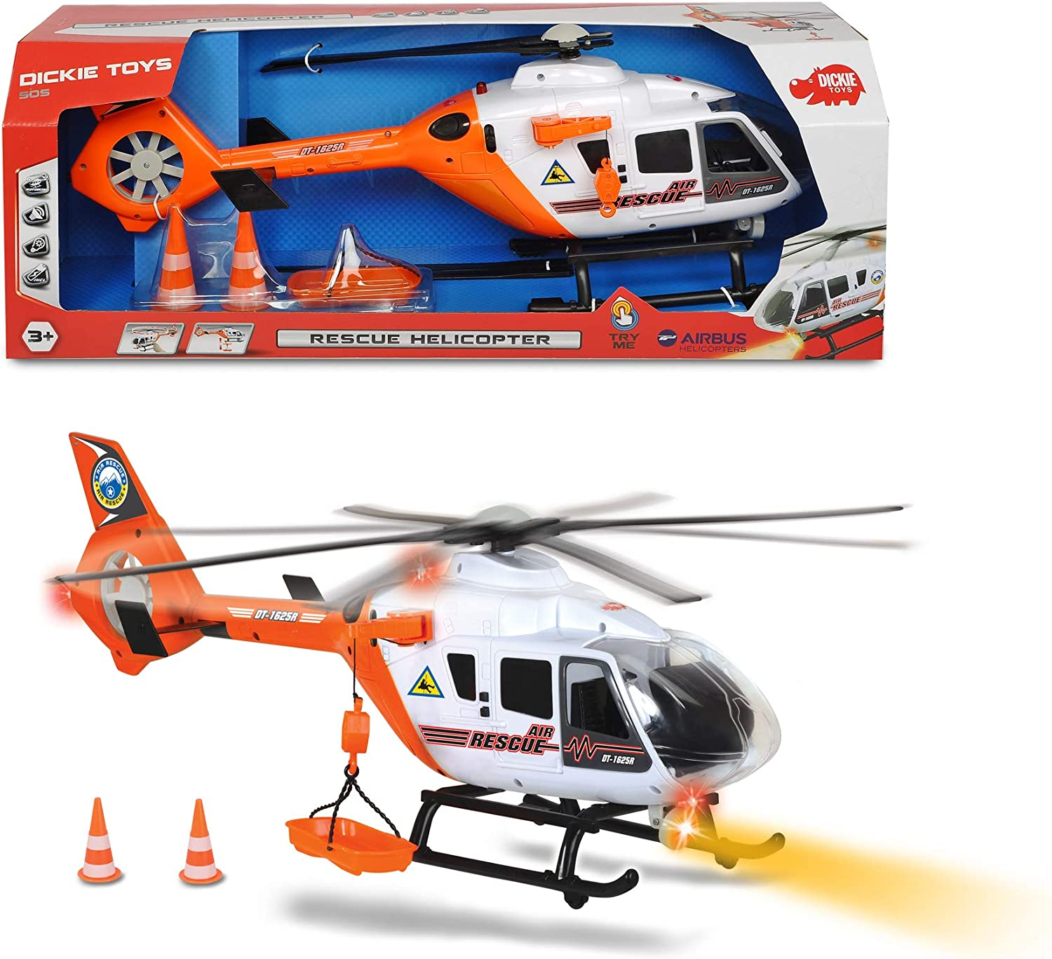 DICKIE TOYS Light and Sound SOS Rescue Helicopter with Moving Rotor Blades, 25" image number 2