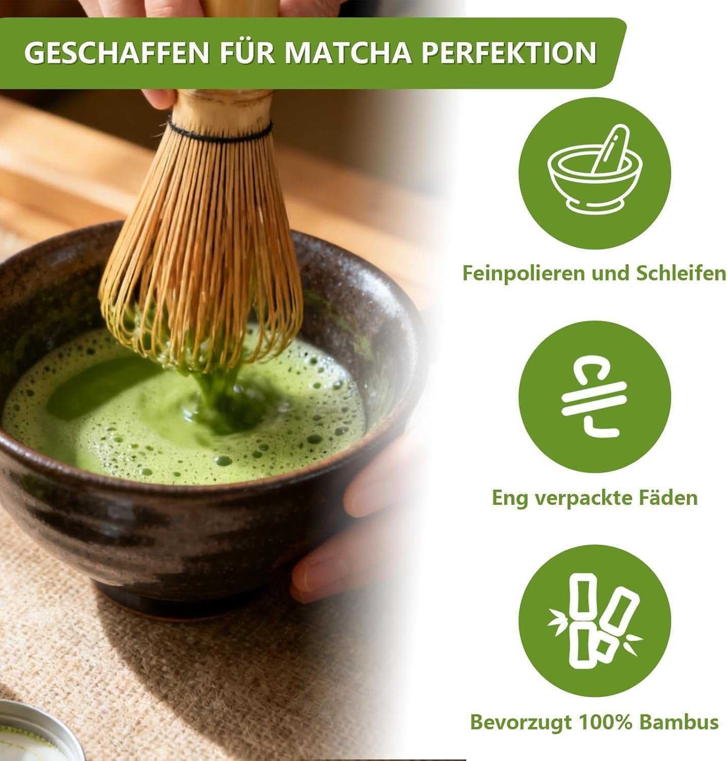 Matcha Whisk Set of 4 Matcha Whisk Set Professional Equipment Produces Delicious Matcha They Are Comfortable to Use image number 5