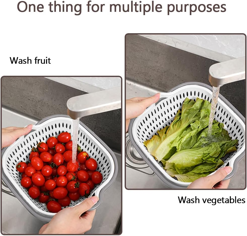 YUSAILU Washing Vegetable Baskets in the Kitchen Fruit Baskets Multi-Layer Stackable Vegetable Sinks, Strainer and Washing Fruits and Vegetables Kitchen Colander Set image number 5