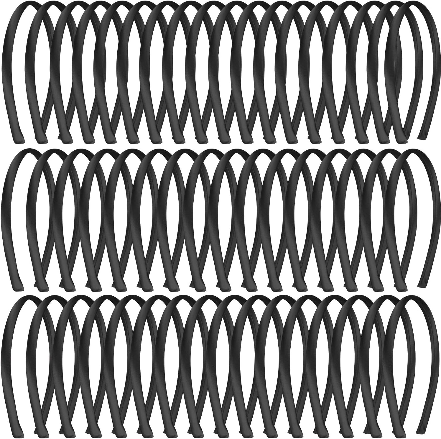 Duufin 50 Pieces Satin Headbands 1 Centimeter Ribbon Headband Non-Slip Colorful DIY Headbands for Women and Girls, 25 Colors