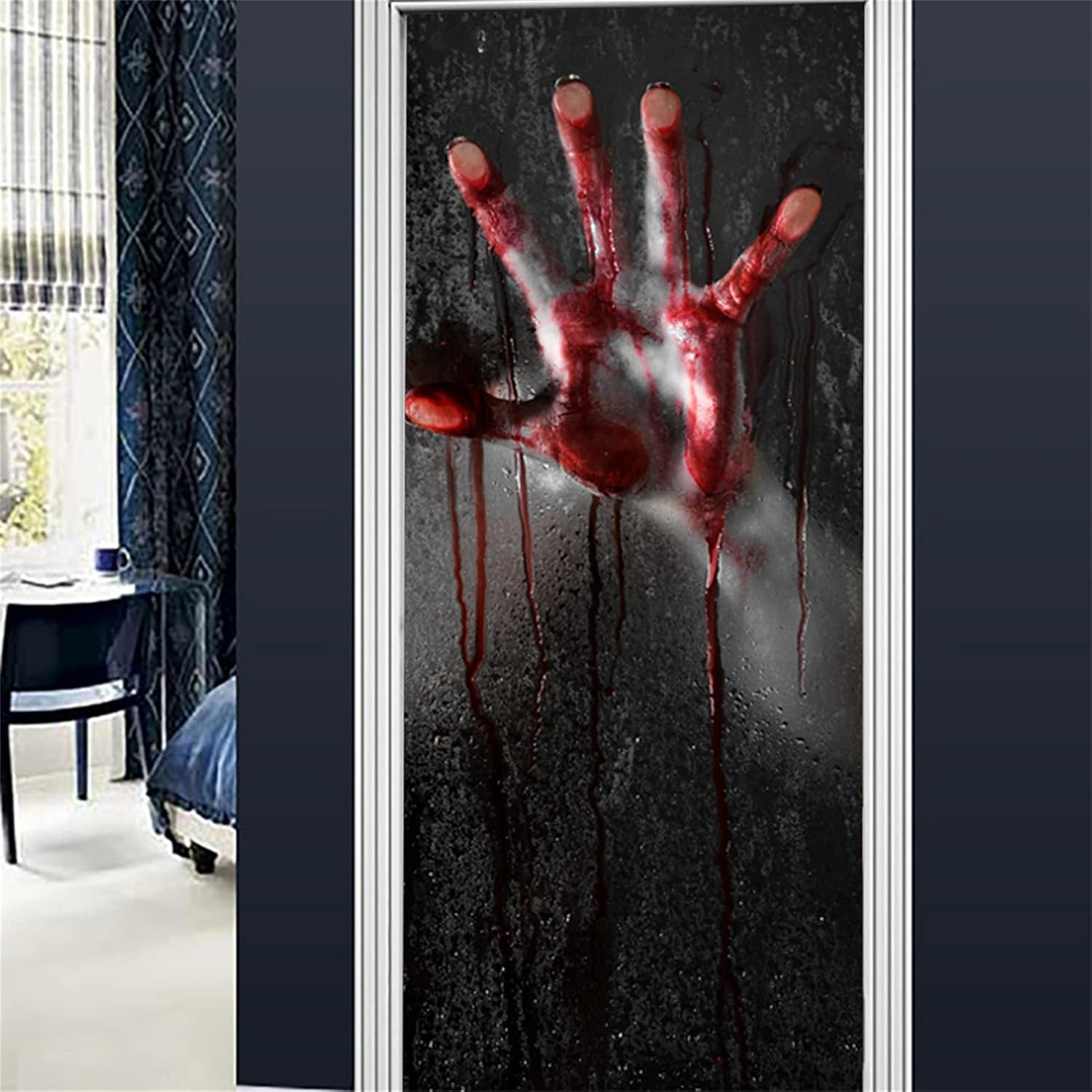 Halloween Decorations, Horror 3D Blood Handprint Door Stickers Bloody Window Decals Waterproof PVC Door Stickers Halloween Party Supplies for Home Decor/1032 image number 1