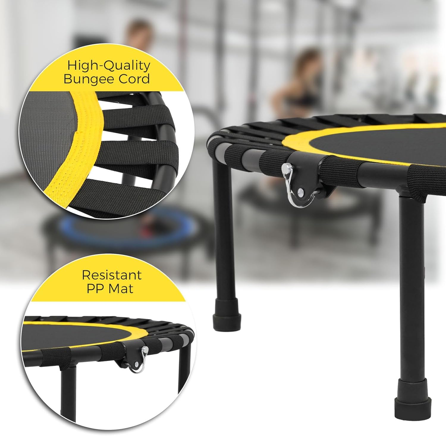 ADVWIN 50 Inch Rebounder Trampoline Fitness Mini Trampolines with T-Shaped Handle for Adults and Kids Indoor/Outdoor Workout Max Load 150KG Yellow/Orange - Yellow image number 1