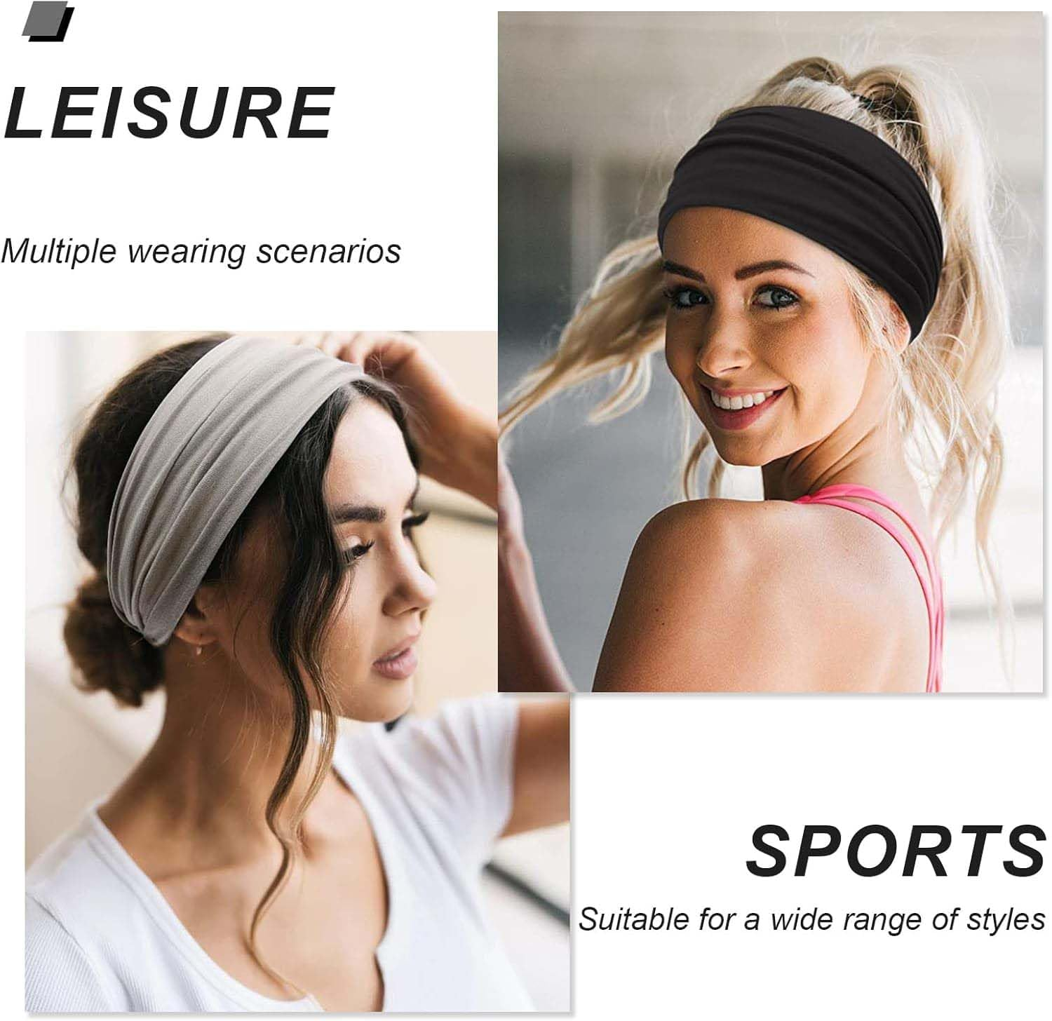 BELEVO Wide Headbands for Women'S Hair, Stretchy Headband 7'' Head Bands Adult Women Knotted Head Band Elastic Hairbands Fashion Accessories for Women 4 Pcs image number 5