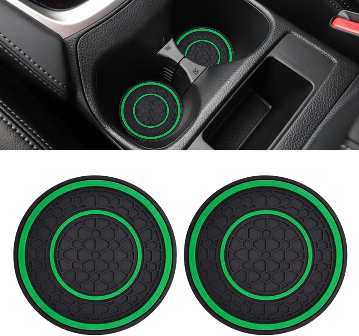 2PCS Car Cup Holder Coasters, 2.75 Inch Auto Non-Slip anti Dust Cup Mats, Console Cup Holder Insert Coaster Auto Insulated Mats, Universal Interior Accessories for Most Cars (Yellow)