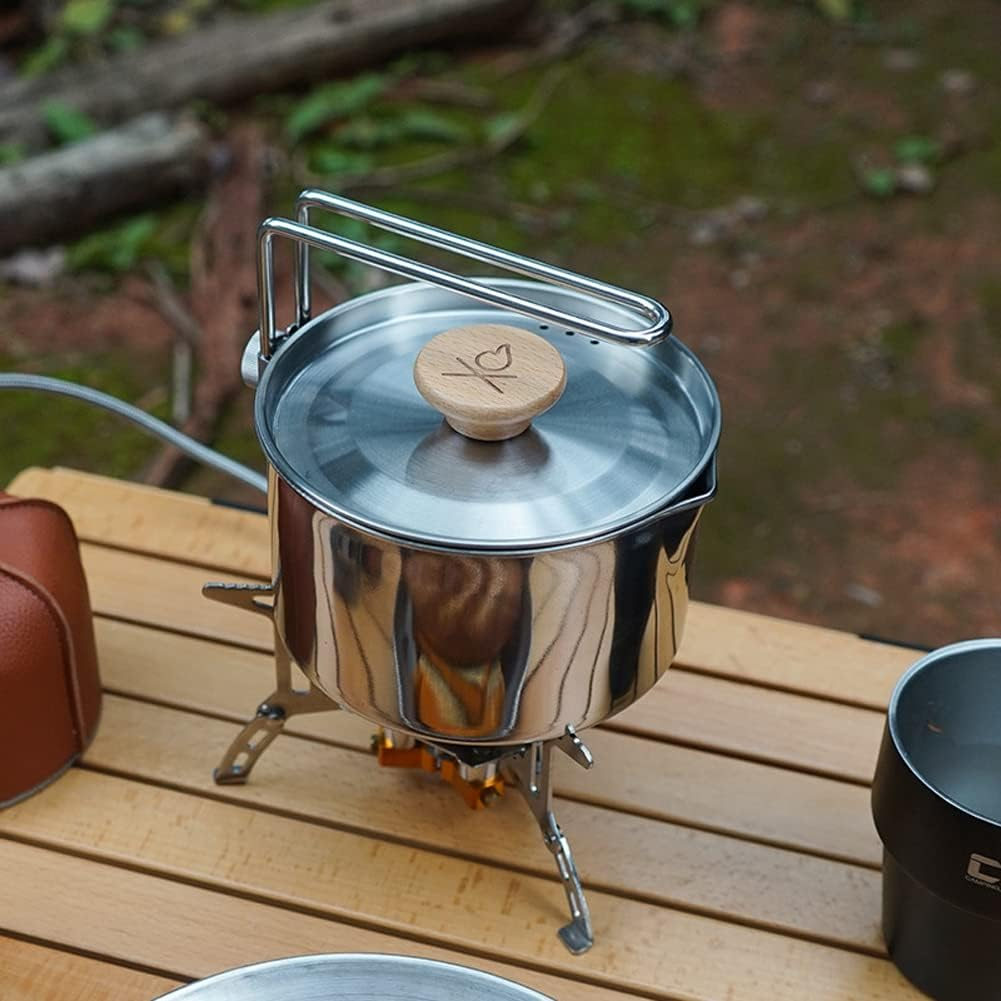 Sazak Stainless Steel Kettle Outdoor Camping Pot Portable Mountaineering Trekking Cooking Tool Travel Hiking Cookware Equipment