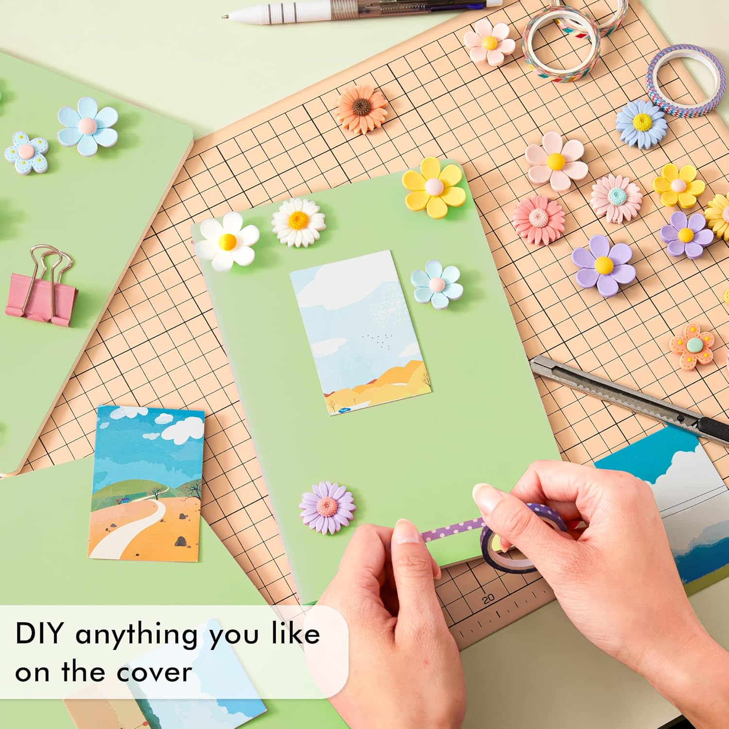 Feela 8 Pack Soft Cover Journal Bulk, Notebooks College Ruled for Work, Lined Travel Journal for Women Men, Note Taking Notebook School Supplies Business Writing, 8.2&rdquo; X 5.5&rdquo;, A5, Light Green