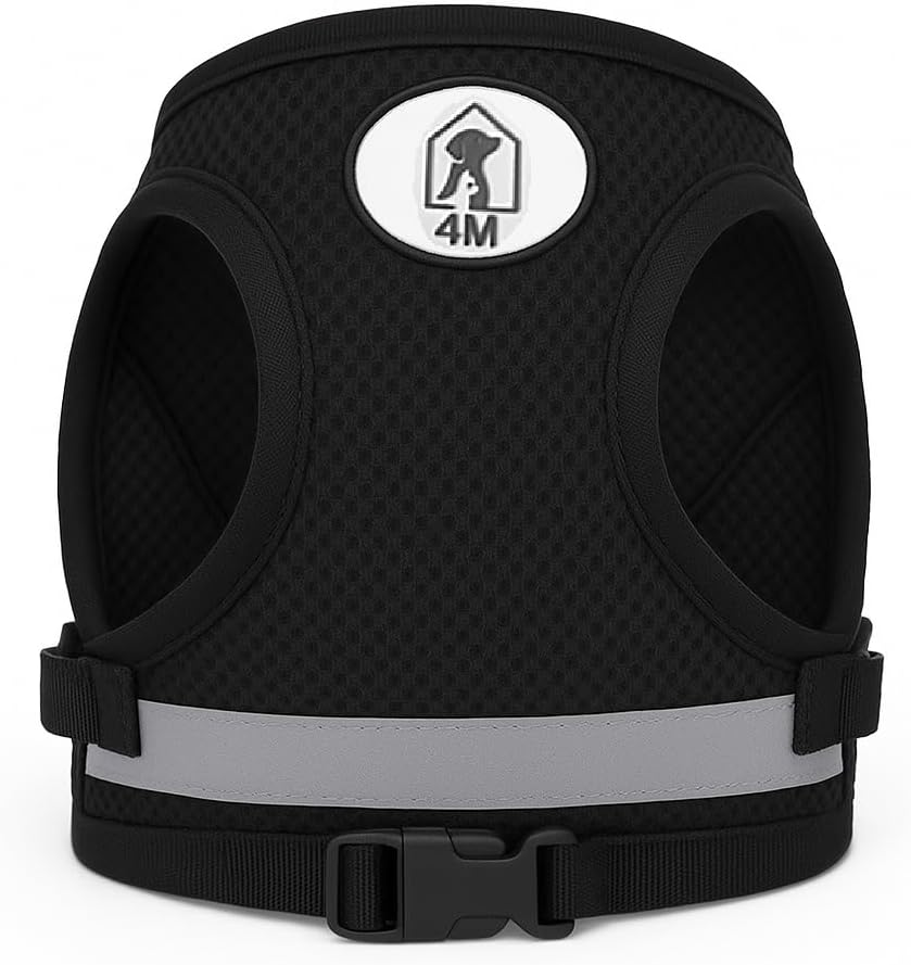 4M Pets No-Pull Reflective Mesh Dog Harness & Leash &ndash; Breathable, Step-In Vest for Small & Medium Dogs (Black, M) image number 4