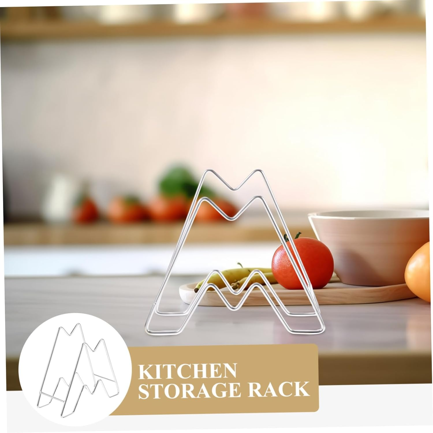 COLLBATH Kitchen Cutting Board Stand Pot Lid Rack Pan Organizer Stainless Steel Storage Stand for Home image number 4