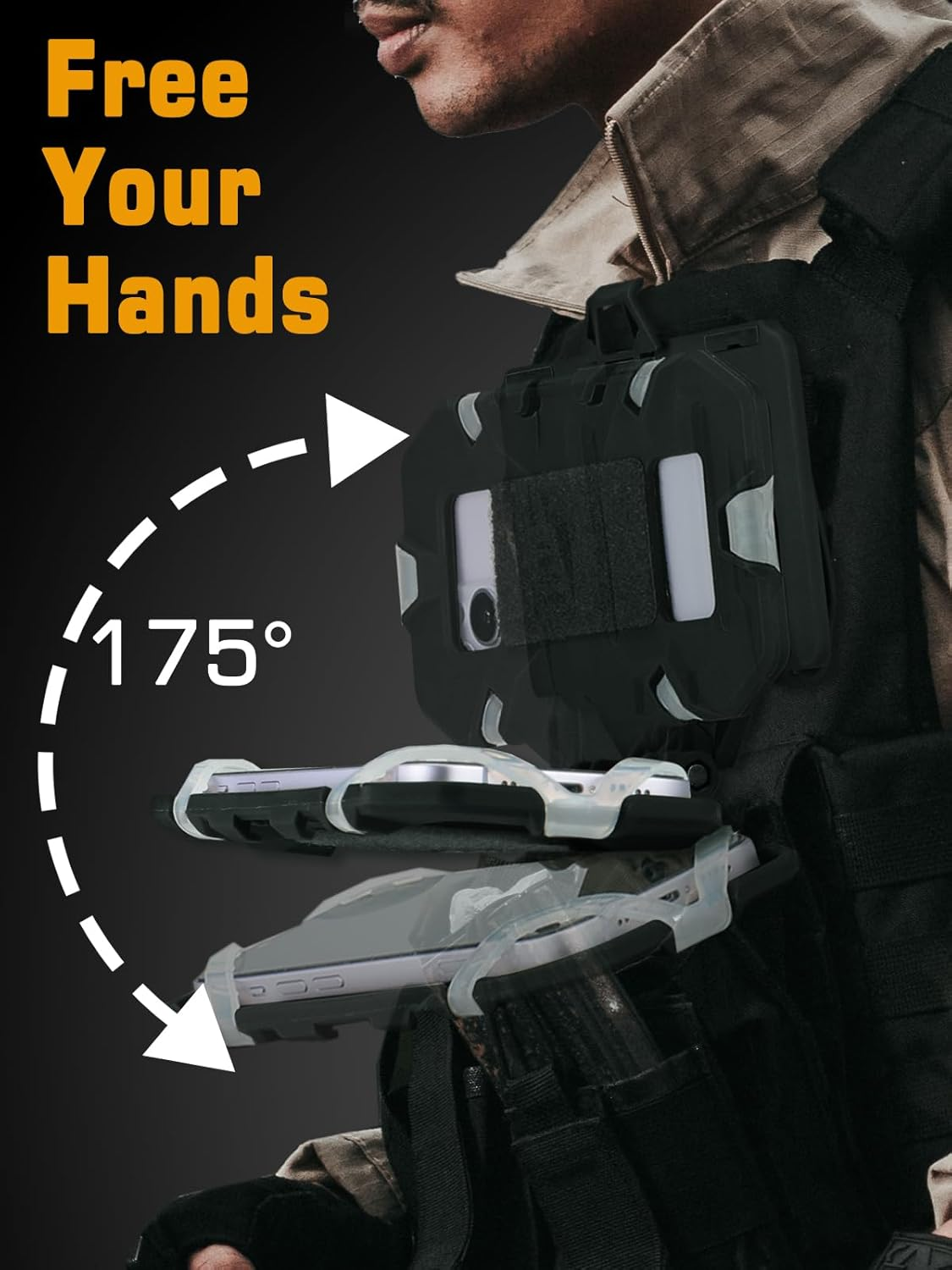 Eralcna Tactical Gear Plate Carrier Vest Accessories Phone Chest Mount Holder for Screen Size 4.7"-6.7",BK image number 1