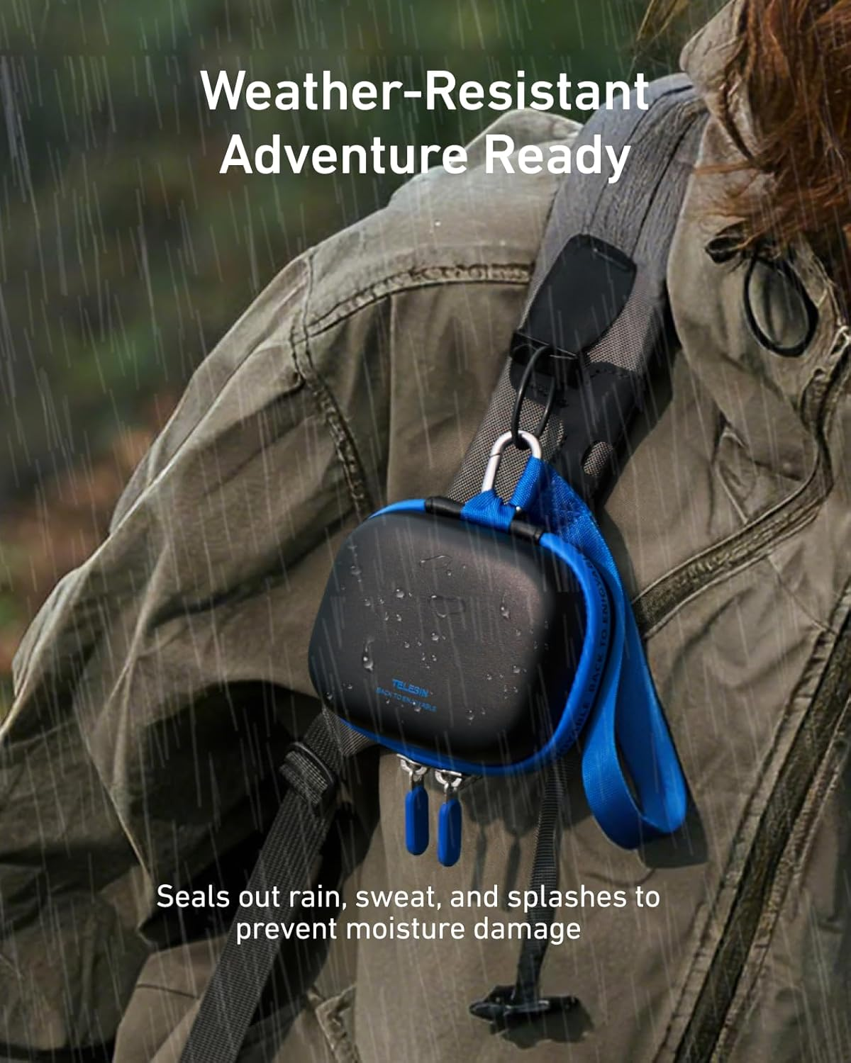 TELESIN Disadv Portable Mini Carrying Case for Hero/Ace Pro/Dji OSMO/360 Cameras, Waterproof Hard Shell Travel Storage Case for Action Cameras and Accessories, Black - Orange image number 2