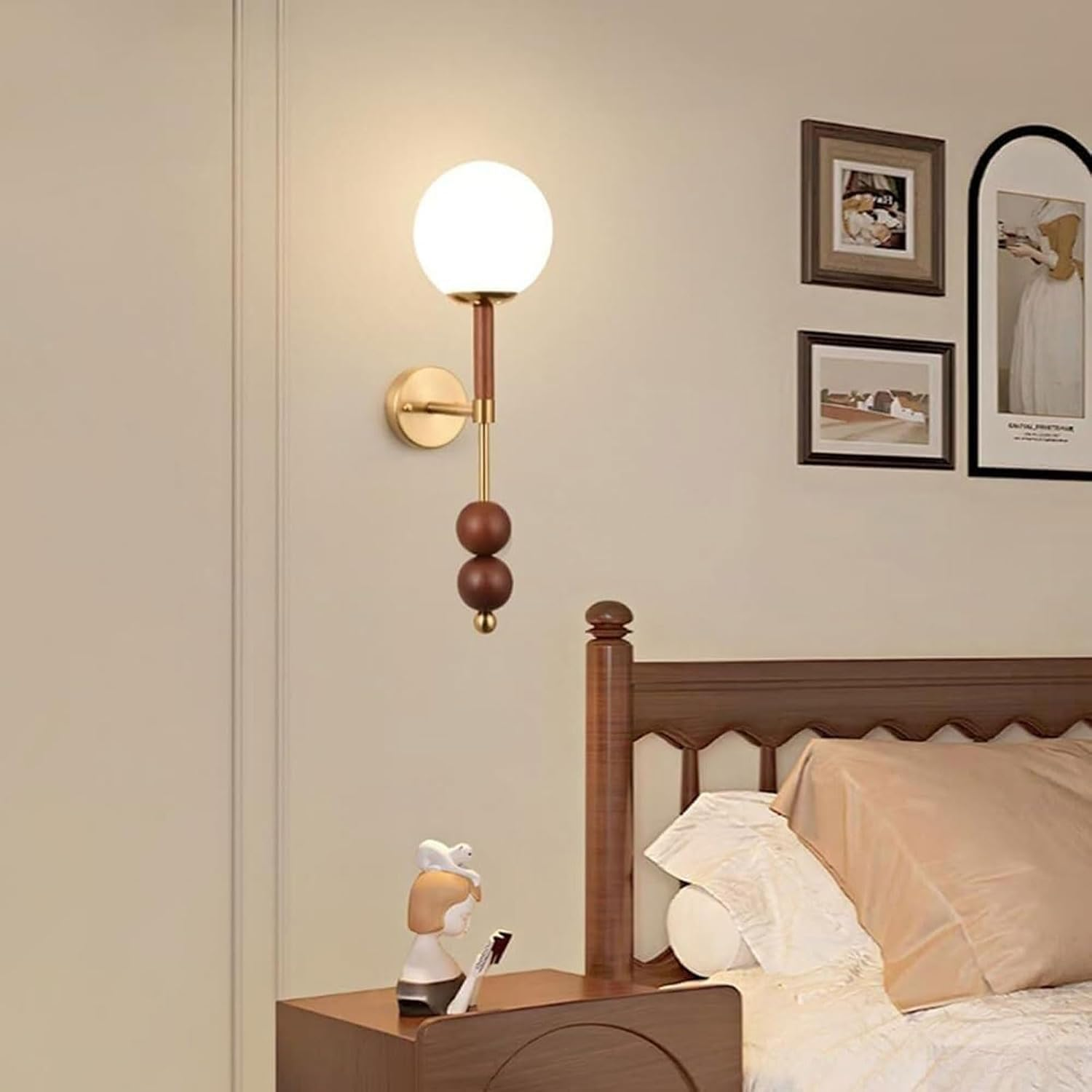 Modern Globe Wall Lamp Brushed Brass Wall Lamps with White Globe Glass Shade Wall Lighting Fixture for Restaurant Wall Lighting image number 6