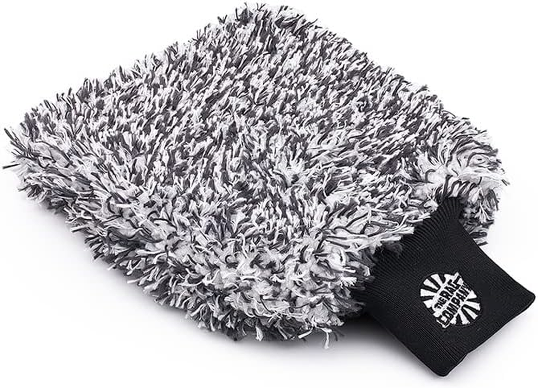 The Rag Company - Cyclone Ultra Wash Mitts - 70/30 'Gauntlet' Blend Korean Microfiber, Foam Padding, Scratch-Free, Lint-Free, Great for Rinseless Washing, 8In X 9In, Blue + Black (2-Pack)