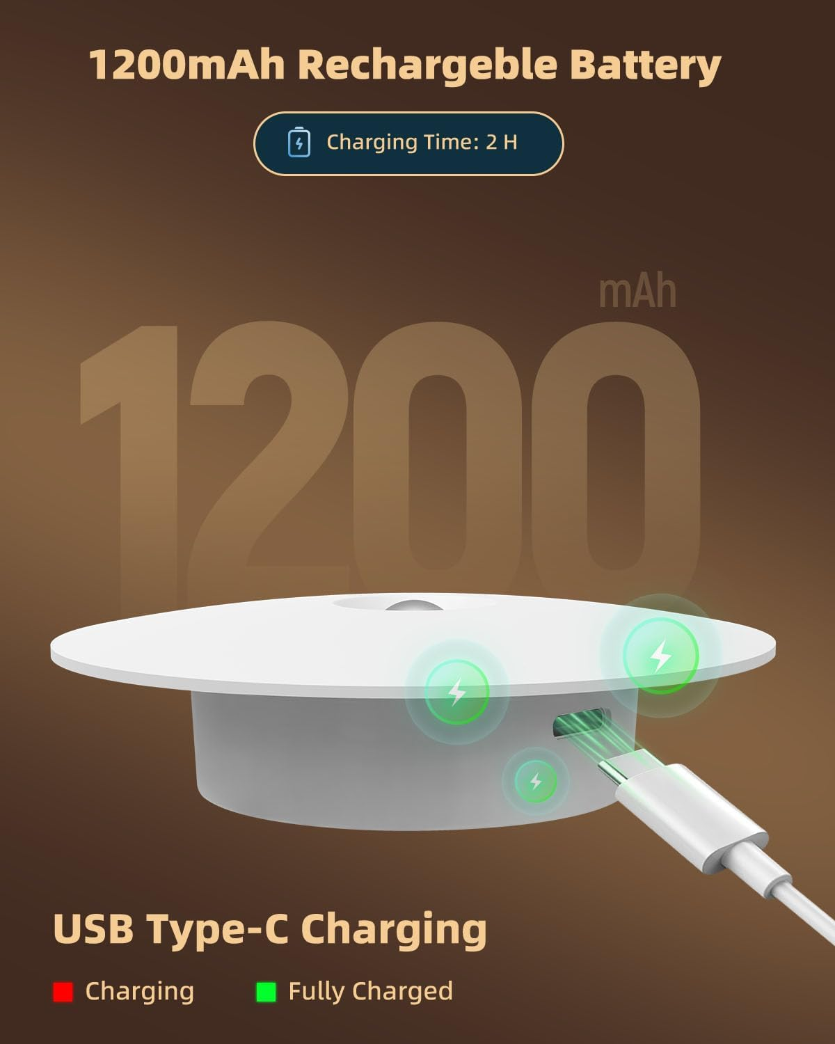 Yiliaw Motion Sensor Night Light, Rechargeable Stair Lights Indoor, Warm White with Wireless Magnetic Mount, Adjustable Brightness & 3 Color Temps for Hallway, Stairway, Bathroom, Closet (2 Pack) image number 4