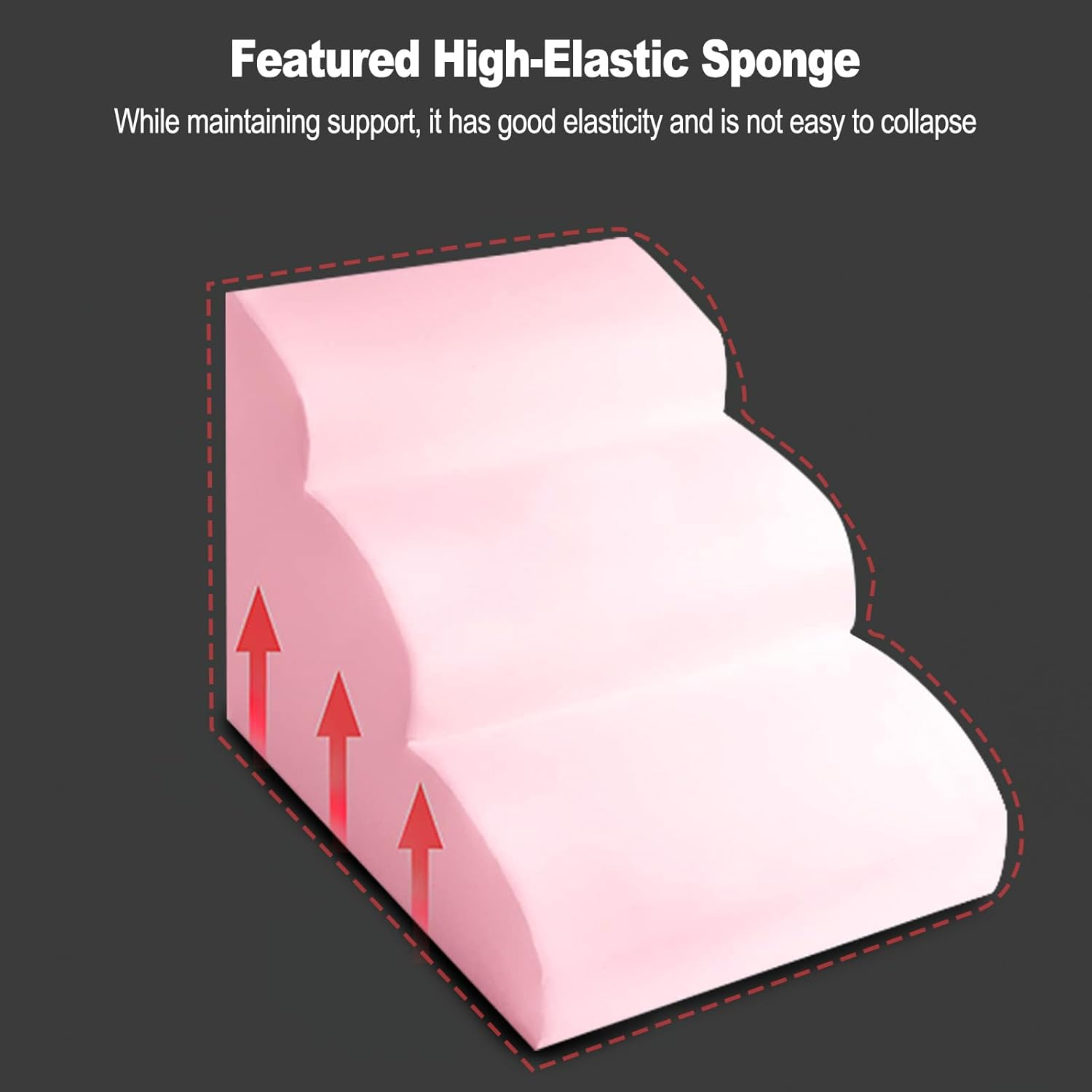 Galat&eacute;e Pet Stairs, Washable & Zippered Cover Removable, High Density Foam, 3 Floors, Grey image number 3